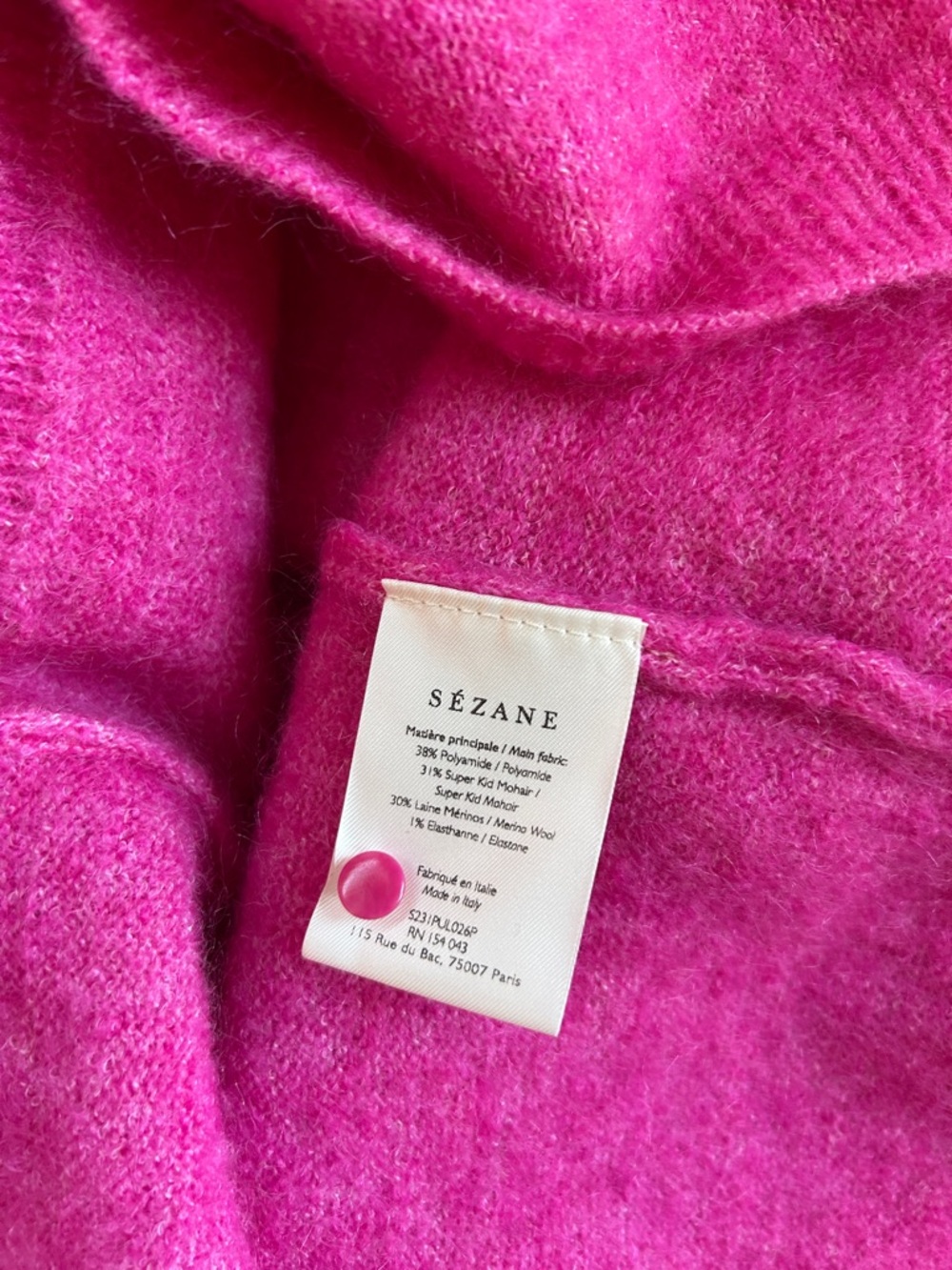 NWT Sezane Louise Jumper Mohair Wool Knit Sweater in Magnolia Pink Size Large - Picture 6 of 6